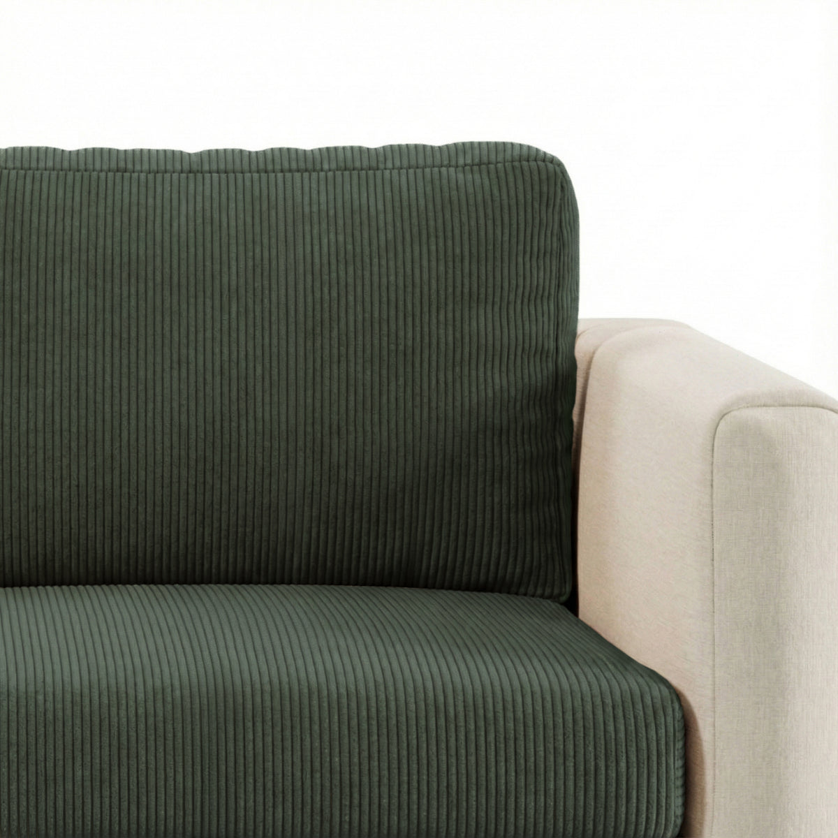 Close-up of Miracle Sofa Cover Corduroy fabric in Kale