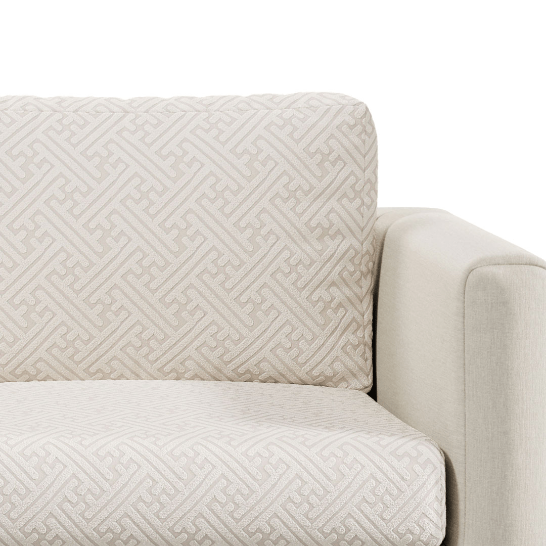 Close-up of Maze pattern Magic Sofa Cover fabric in Ivory Beige