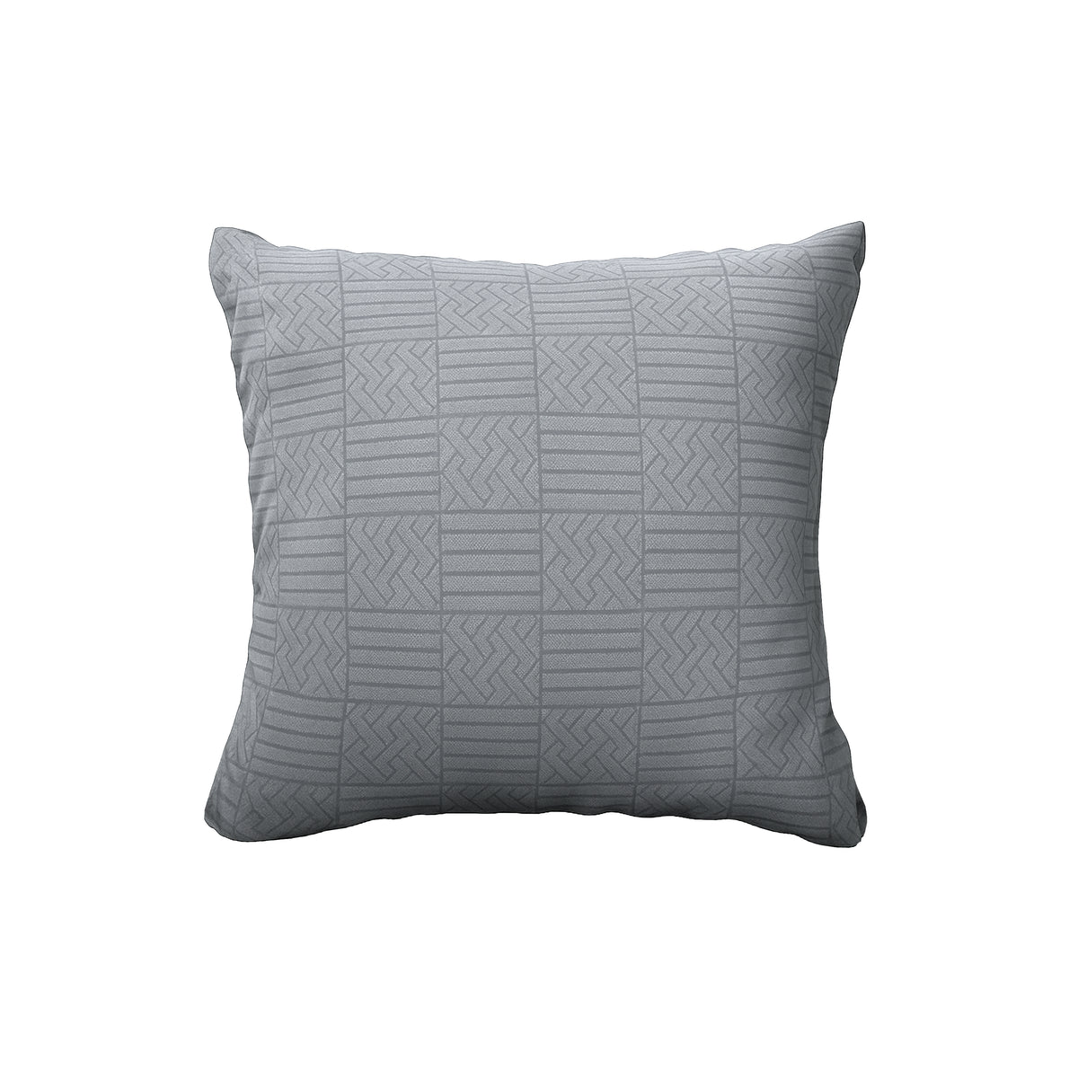Checkered pillow cover in Chrome Grey on a white background