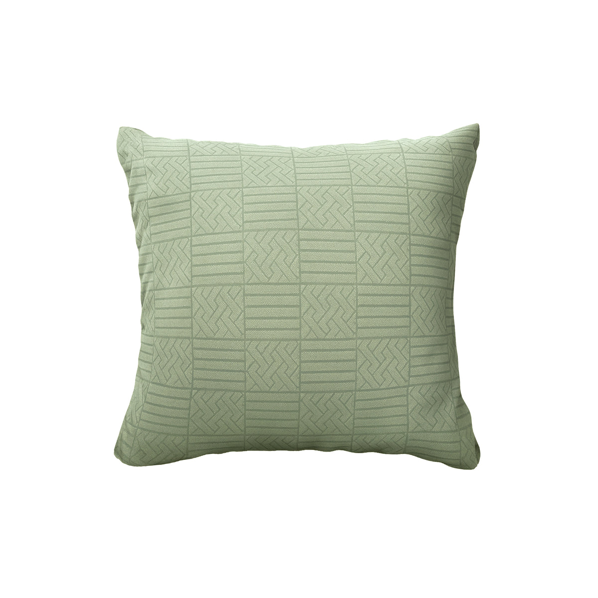 Checkered pillow cover in Sage Green on a white background