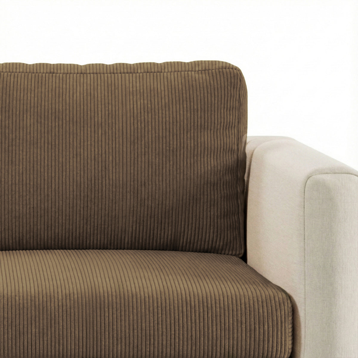 Close-up of Miracle Sofa Cover Corduroy fabric in Latte