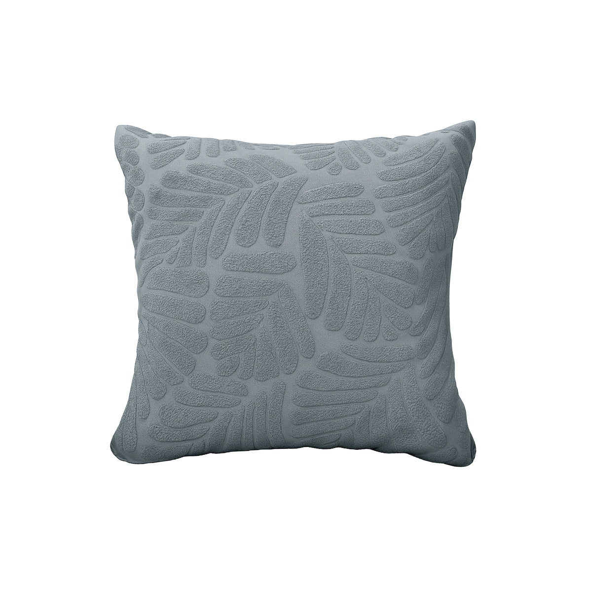 Leaf pillow cover in Chrome Grey on a white background