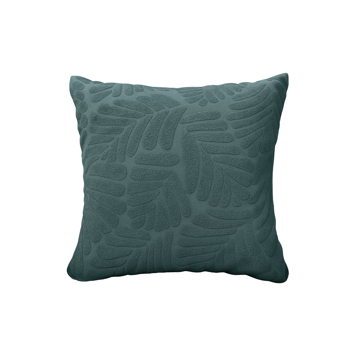 Leaf pillow cover in Cypress Green on a white background