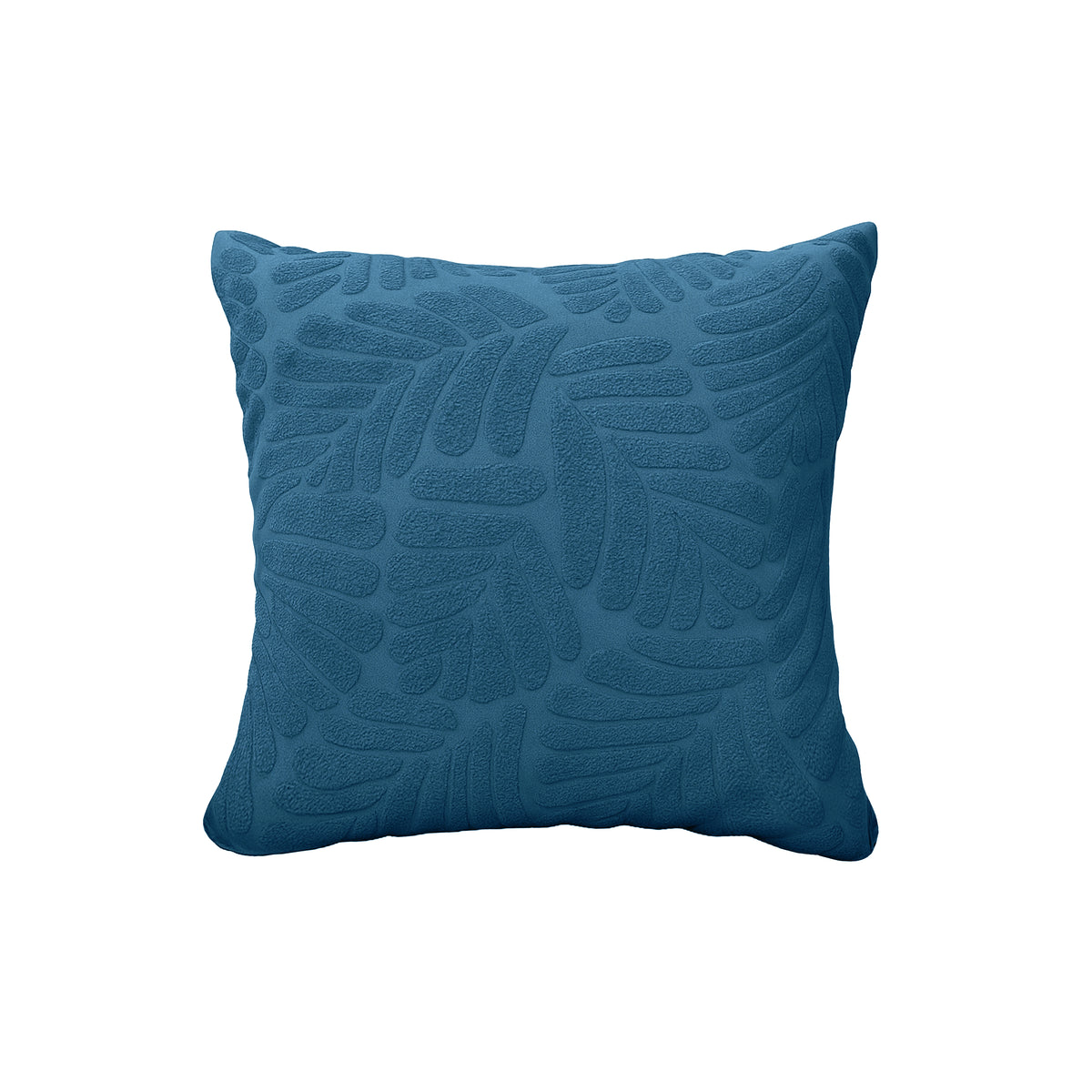 Leaf pillow cover in Steel Blue on a white background