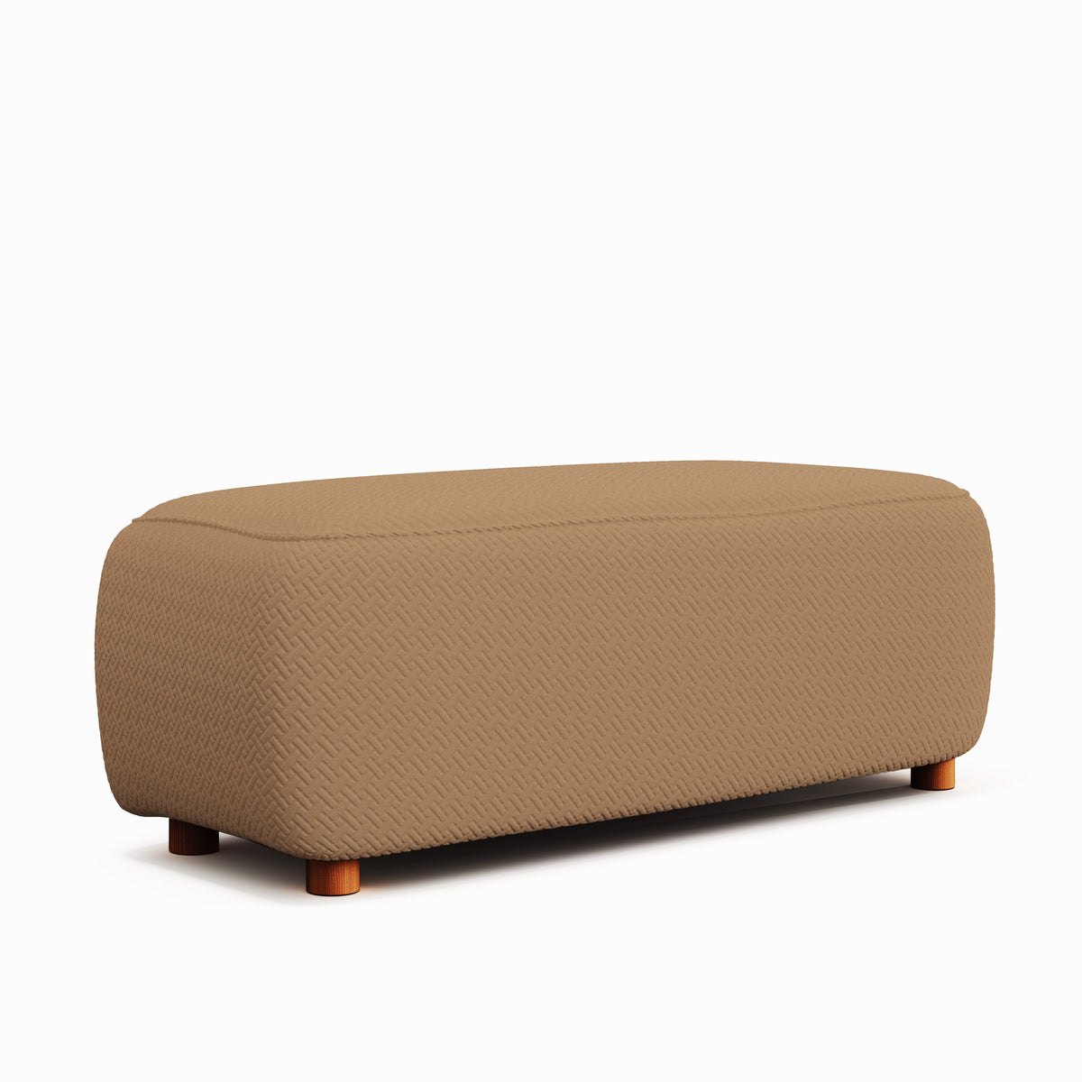 Magic Ottoman Cover Classic in Camel Brown, size L, on an ottoman, white background