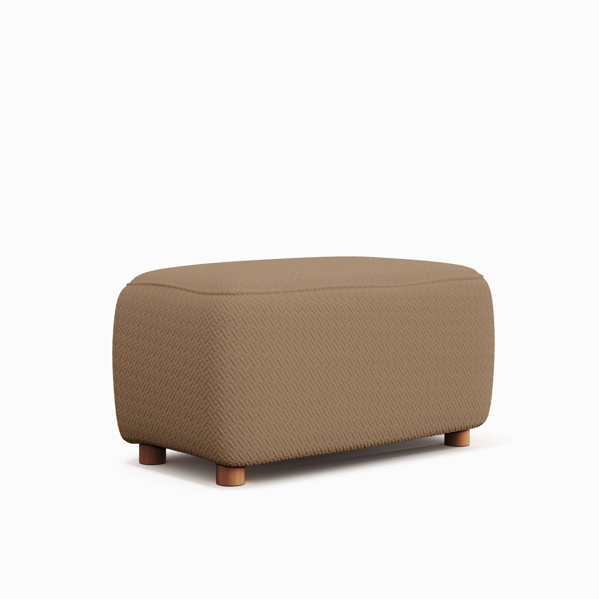 Magic Ottoman Cover Classic in Camel Brown, size M, on an ottoman, white background