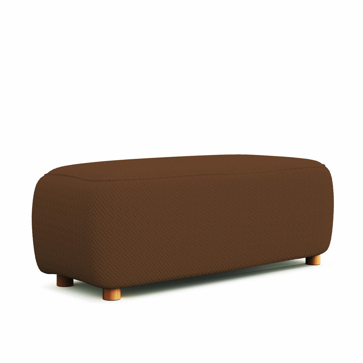 Magic Ottoman Cover Classic in Cinnamon Brown, size L, on an ottoman, white background
