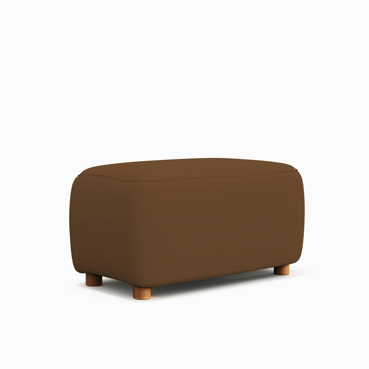 Magic Ottoman Cover Classic in Cinnamon Brown, size M, on an ottoman, white background