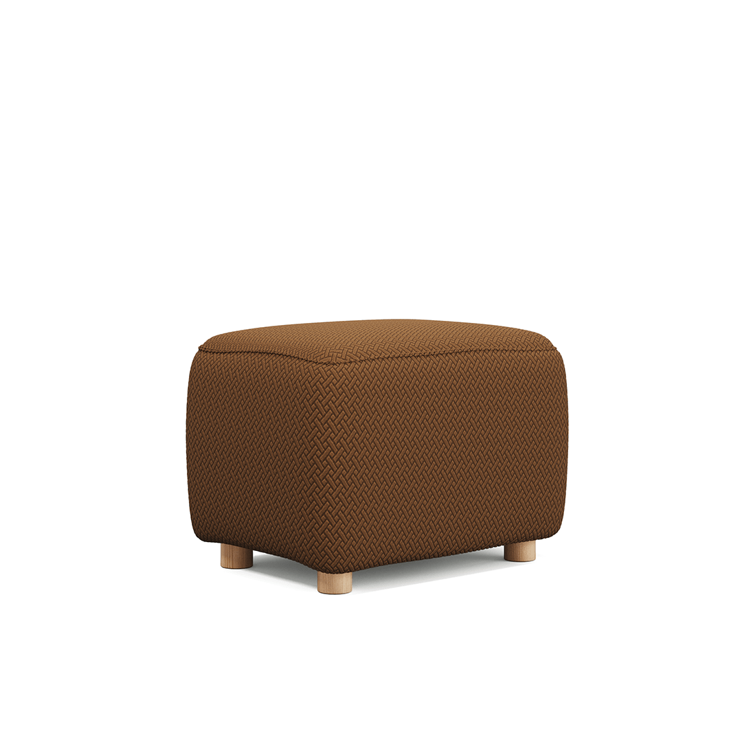 Magic Ottoman Cover Classic in Cinnamon Brown, size S, on an ottoman, white background