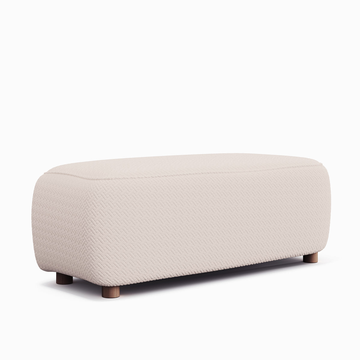 Magic Ottoman Cover Classic in Ivory Beige, size L, on an ottoman, white background