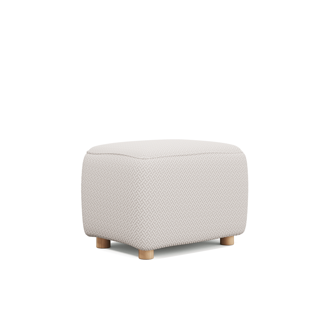 Magic Ottoman Cover Classic in Ivory Beige, size S, on an ottoman, white background