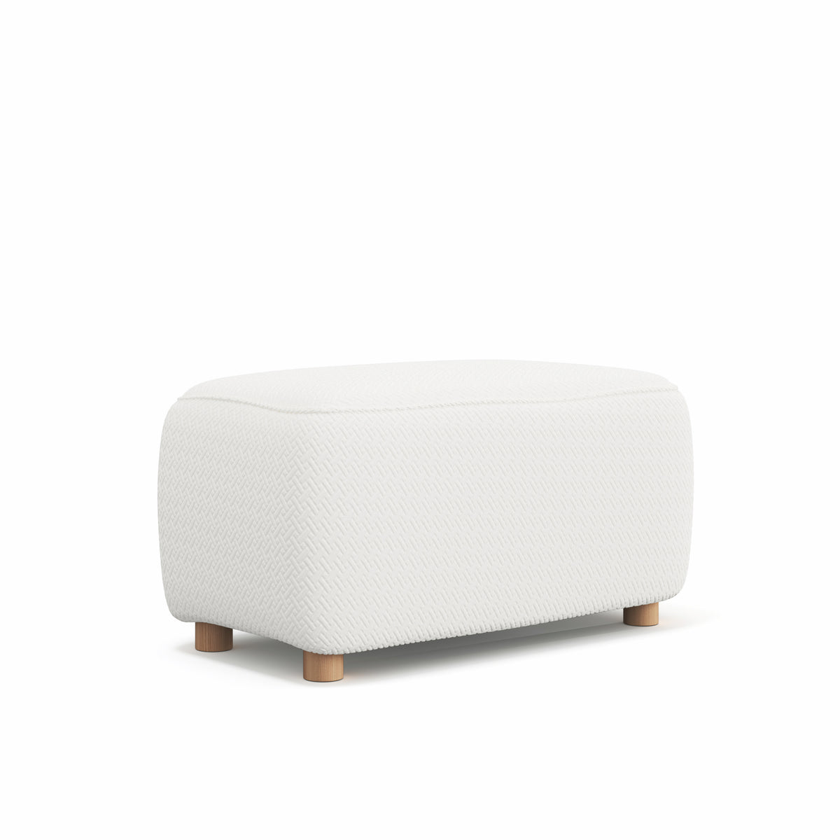 Magic Ottoman Cover Classic in Jade White, size M, on an ottoman, white background