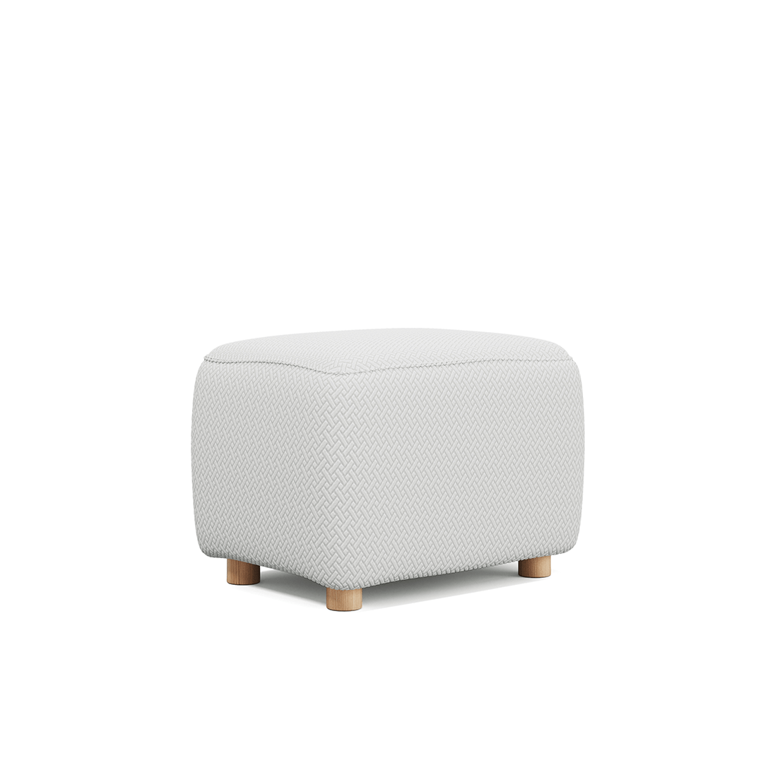 Magic Ottoman Cover Classic in Jade White, size S, on an ottoman, white background