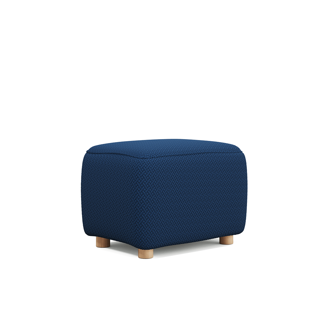Magic Ottoman Cover Classic in Navy Blue, size S, on an ottoman, white background
