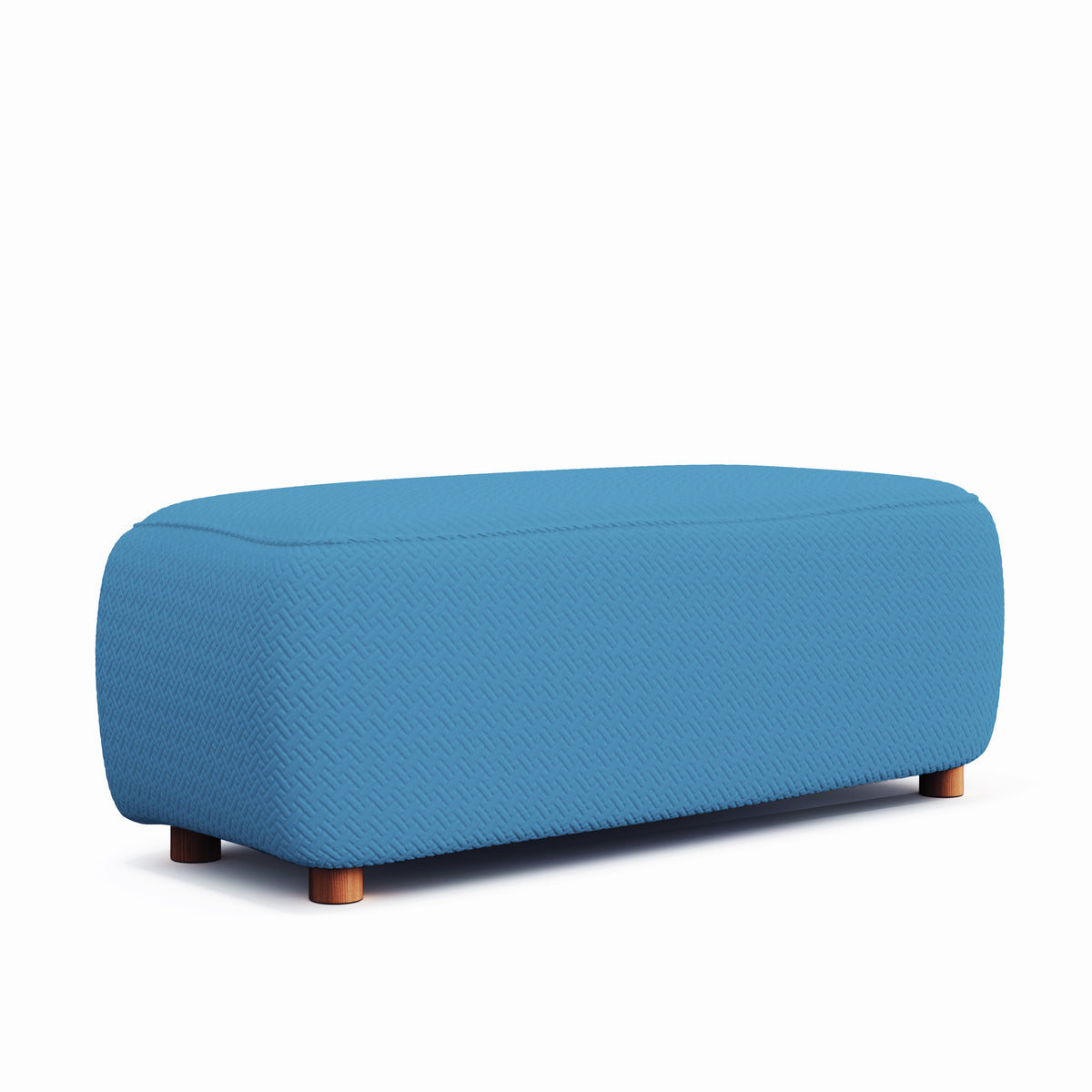 Magic Ottoman Cover Classic in Steel Blue, size L, on an ottoman, white background