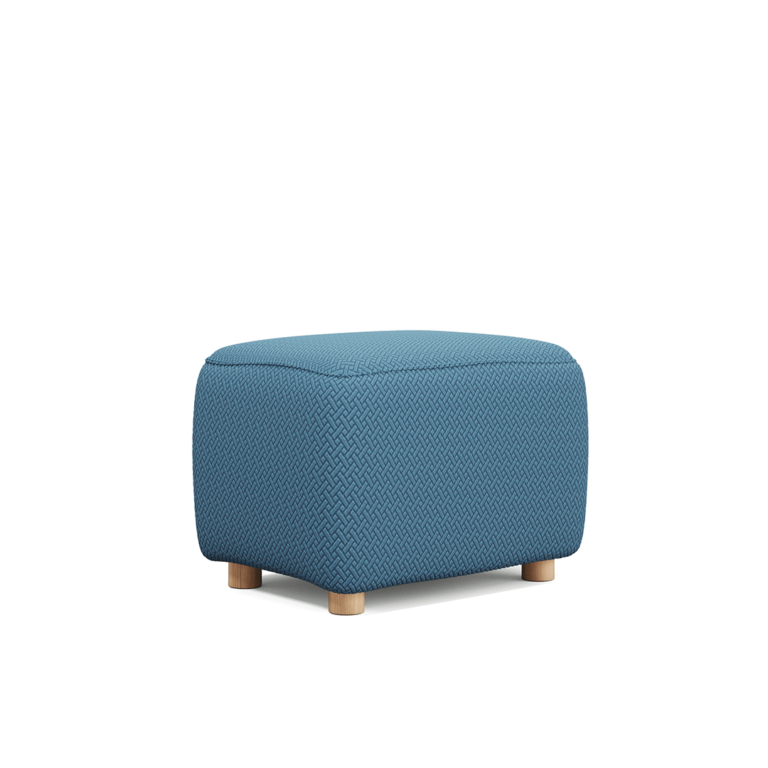 Magic Ottoman Cover Classic in Steel Blue, size S, on an ottoman, white background