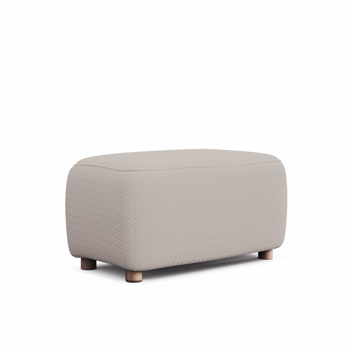 Magic Ottoman Cover Classic in Taupe White, size M, on an ottoman, white background