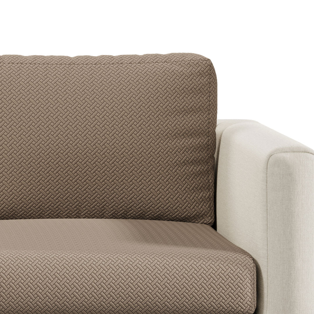 Close-up of Magic Sofa Cover Classic fabric in Camel Brown