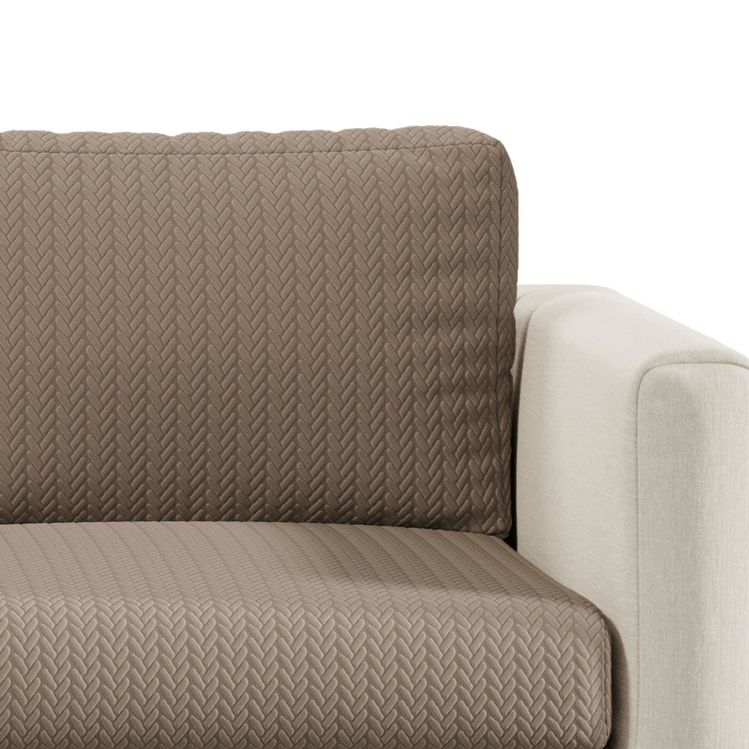 Close-up of Wheat pattern Magic Sofa Cover fabric in Camel Brown