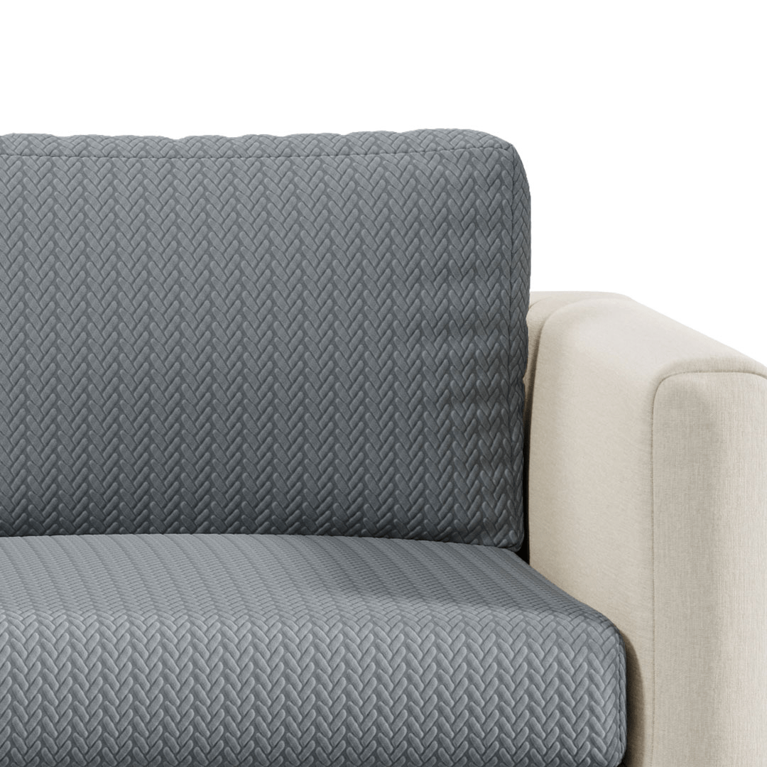 Close-up of Wheat pattern Magic Sofa Cover fabric in Charcoal Grey