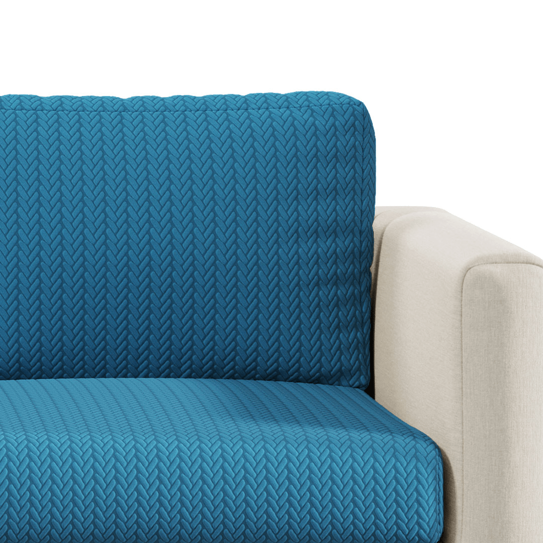 Close-up of Wheat pattern Magic Sofa Cover fabric in Steel Blue