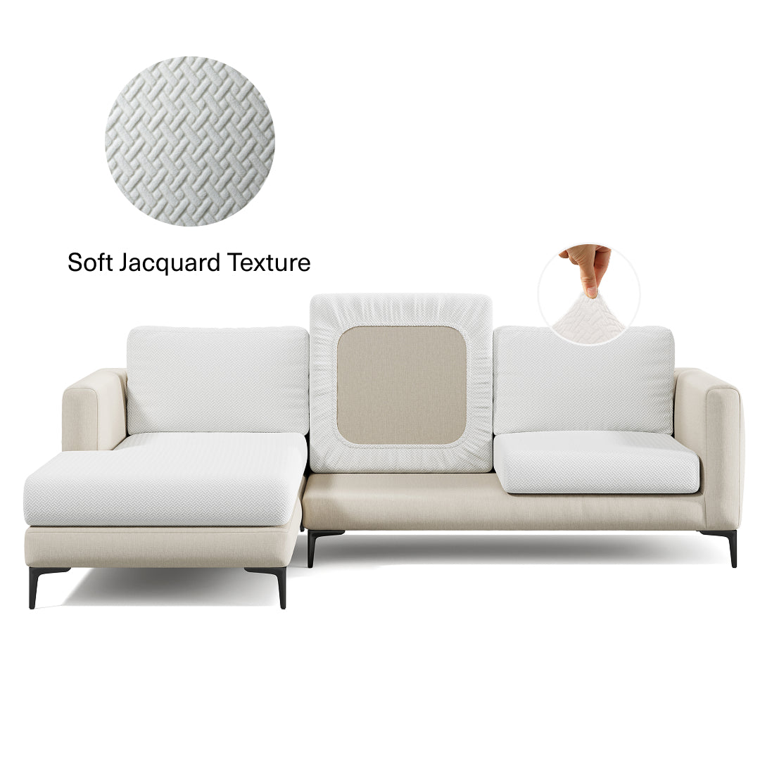 Magic Sofa Cover Classic in Jade White on a sectional sofa