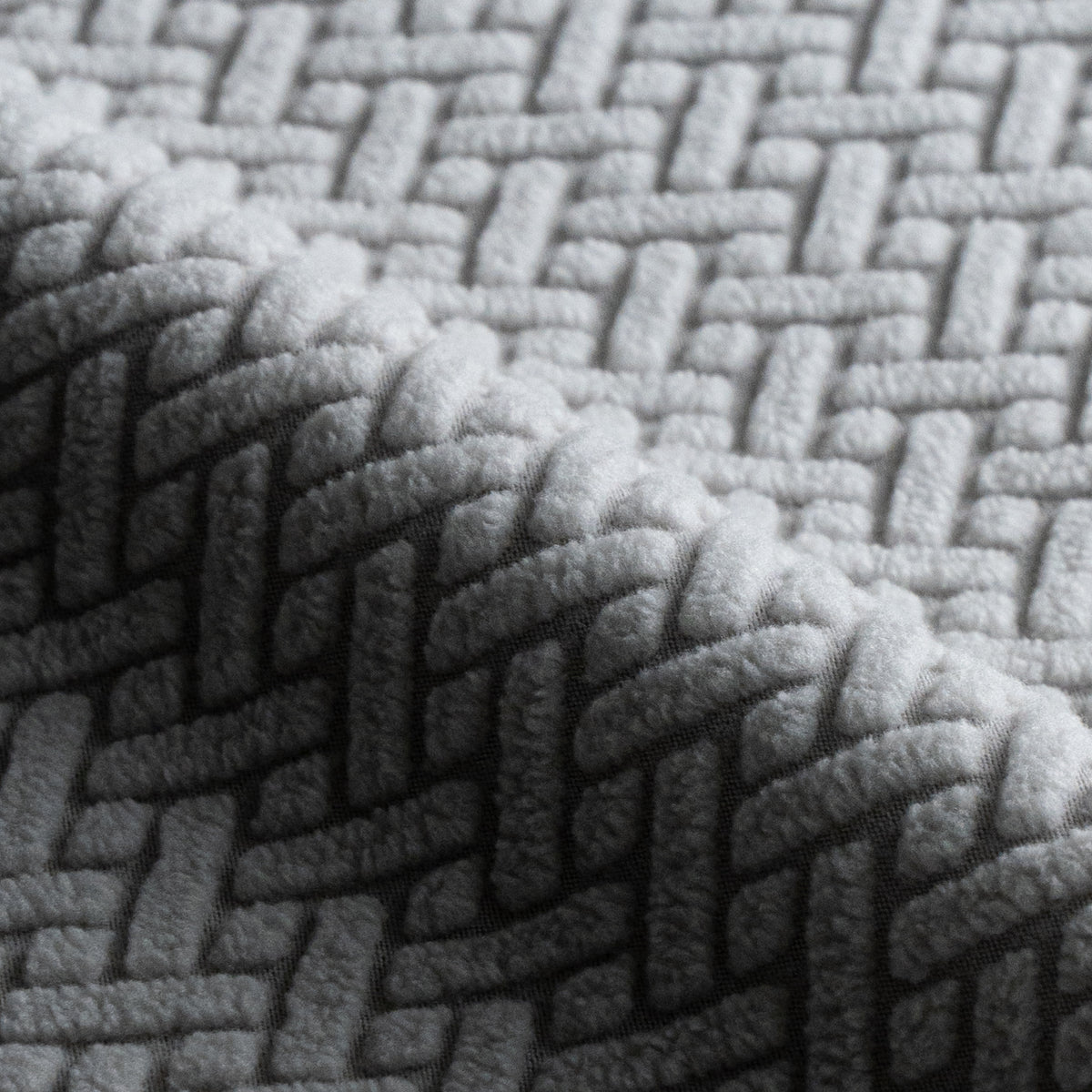Folded Classic pattern Magic Sofa Swatch fabric in Chrome Grey, close-up