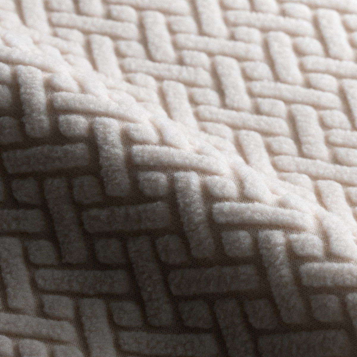 Close-up of draped Magic Sofa Swatch fabric in Classic pattern, Ivory Beige