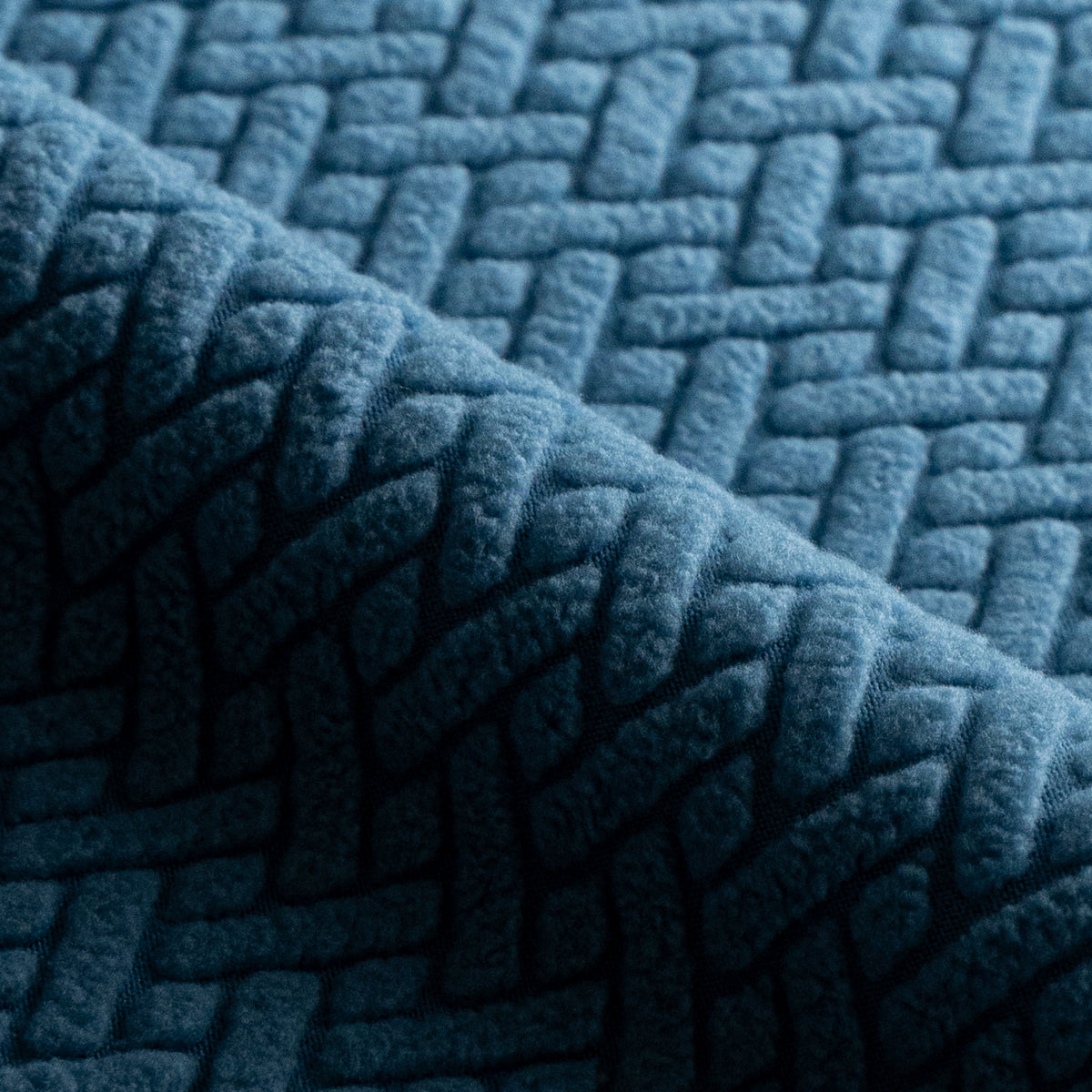 Folded Classic pattern fabric swatch in Steel Blue