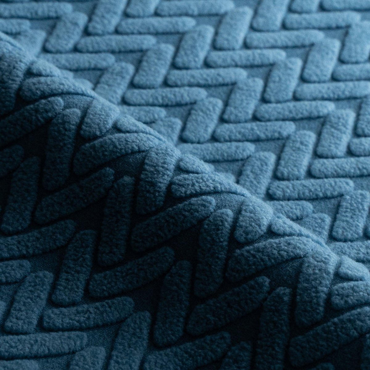 Folded Wheat pattern fabric swatch in Steel Blue