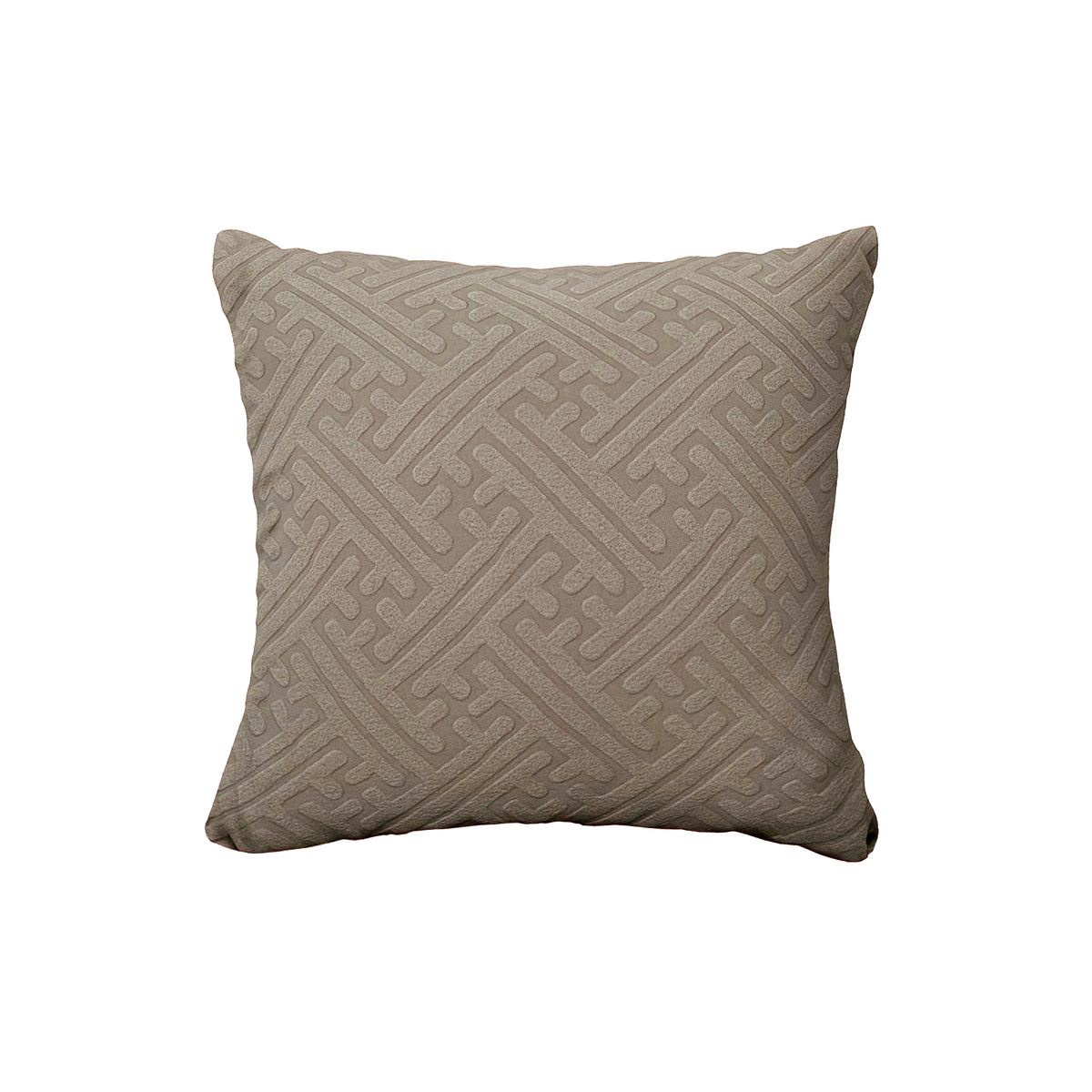 Maze pillow cover in Camel Brown on a white background