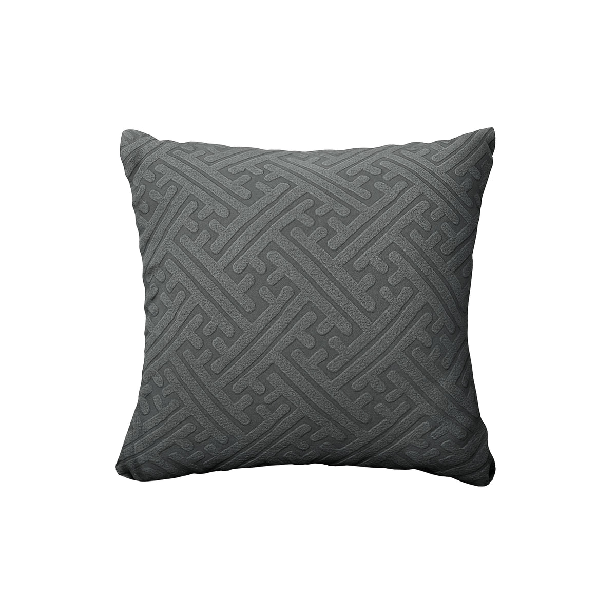 Maze pillow cover in Charcoal Grey on a white background