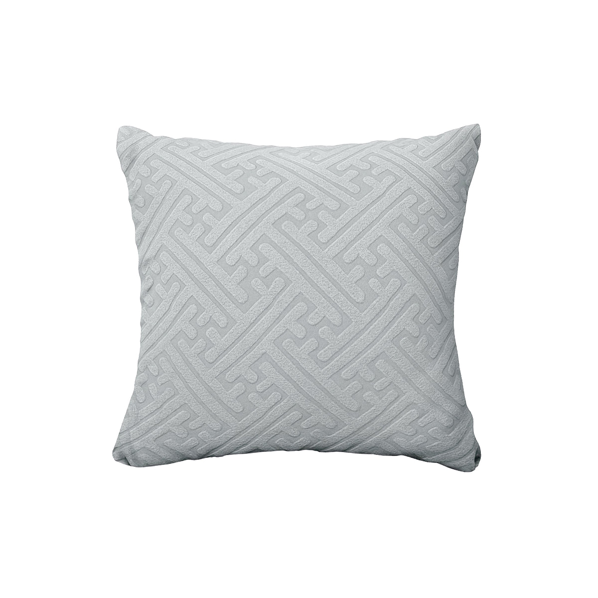 Maze pillow cover in Chrome Grey on a white background