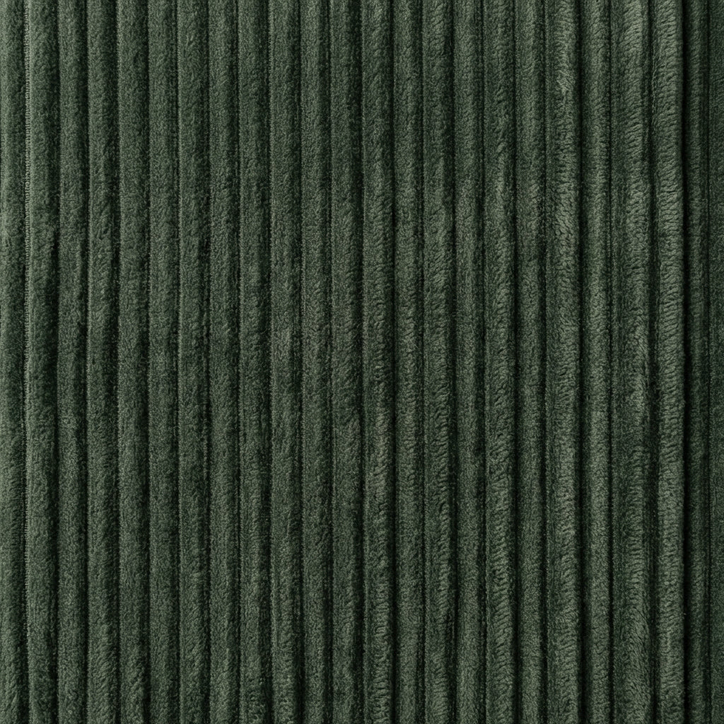Close-up of Miracle Sofa Swatch in Corduroy, Kale, with wide plush ribs