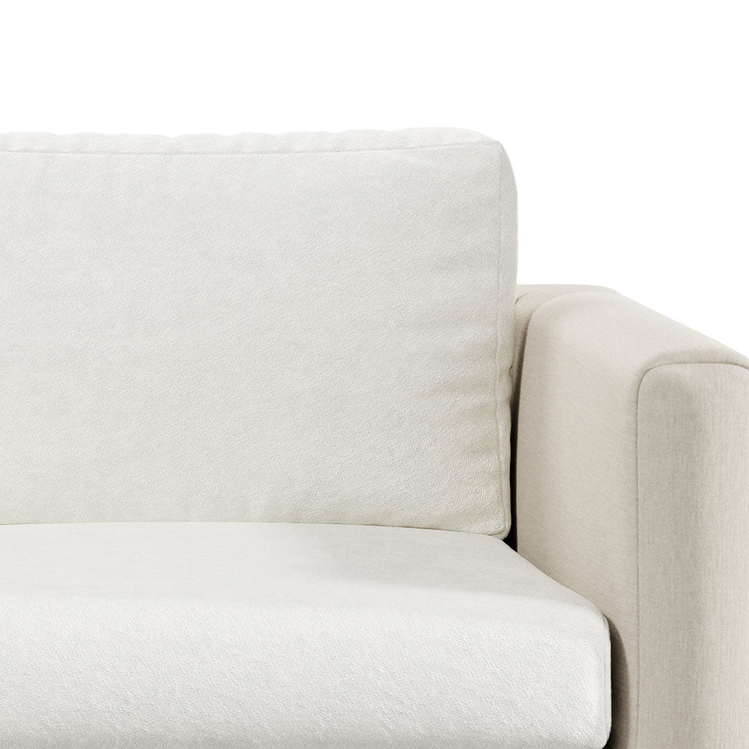 Close-up of Smore faux suede Miracle Sofa Cover fabric in Cream