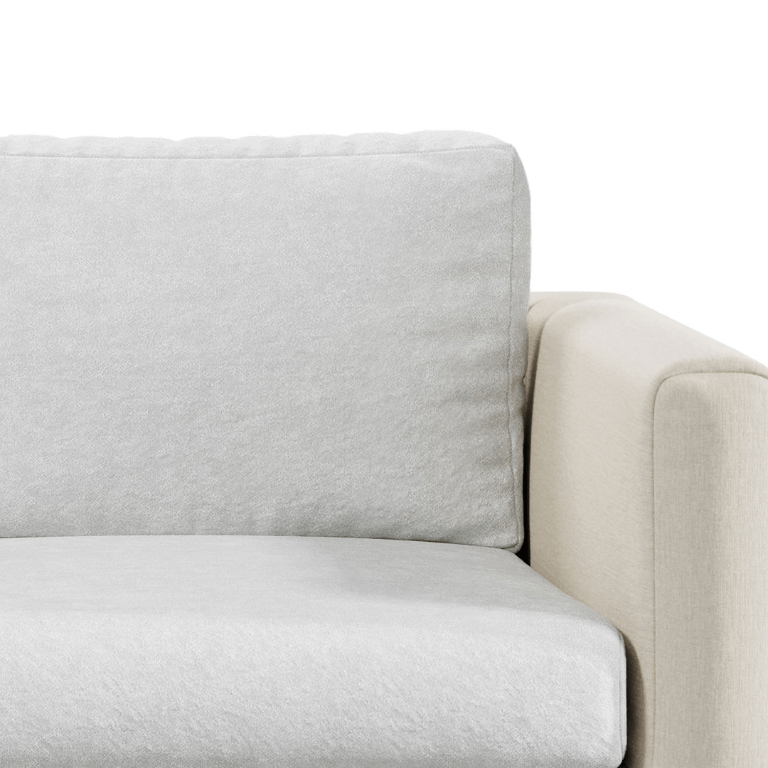 Close-up of Smore faux suede Miracle Sofa Cover fabric in Earl Grey