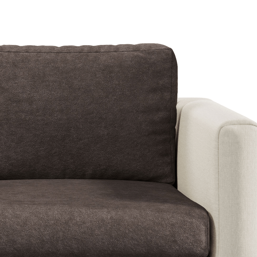 Close-up of Smore faux suede Miracle Sofa Cover fabric in Espresso