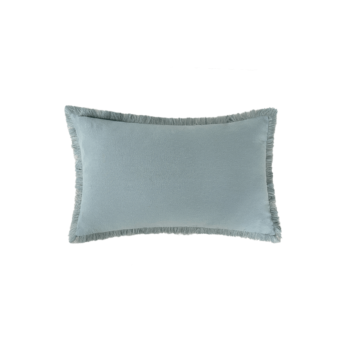 Fringe 12x20 lumbar pillow cover in Cobalt on a white background
