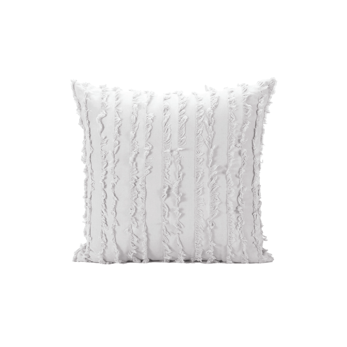 Reeve pillow cover in Pearl with fringed stripes on a white background