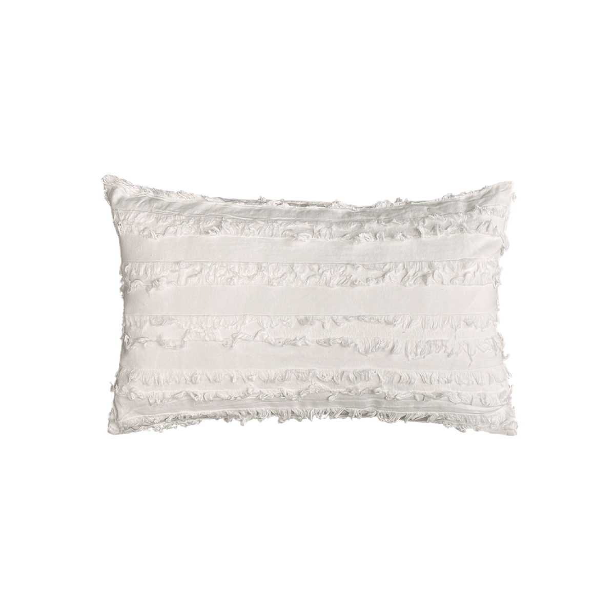 Reeve 12x20 lumbar pillow cover in Pearl with fringe stripes on a white background