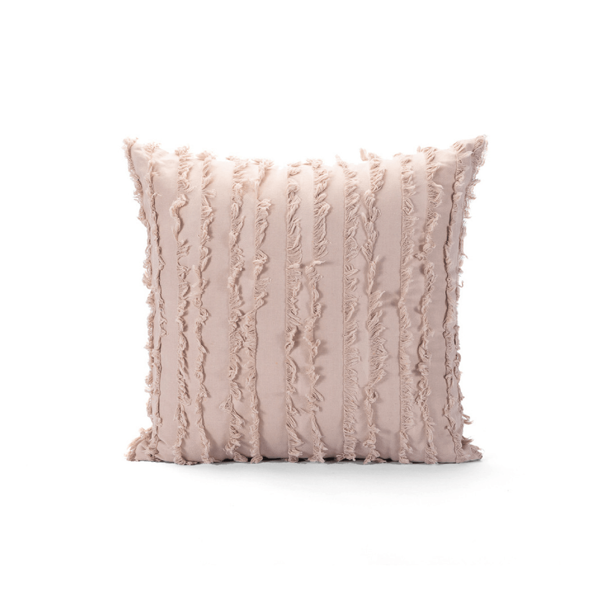 Reeve pillow cover in Tan with fringe stripes on a white background