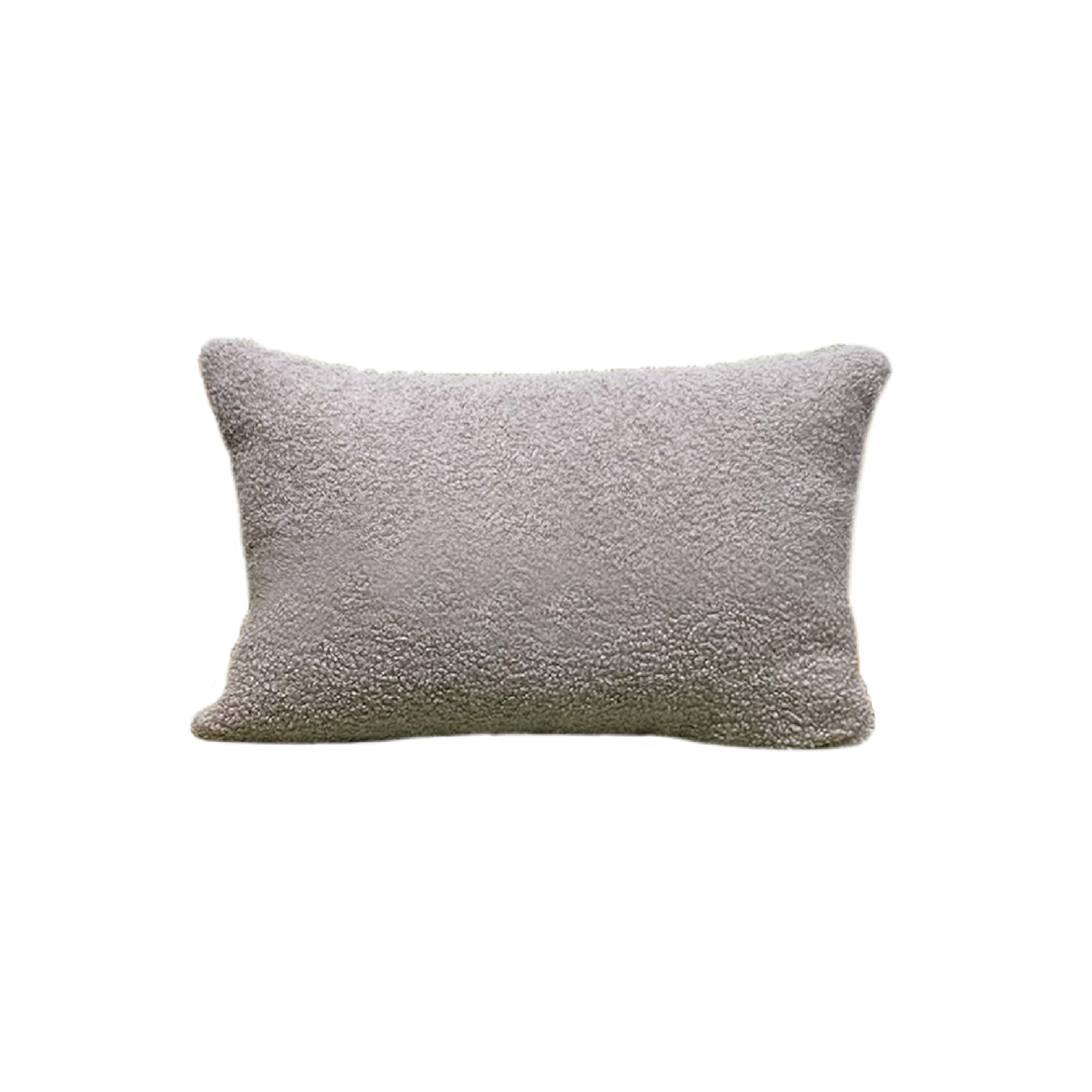 Teddy pillow cover in Ash, 12x20 lumbar size, on a white background