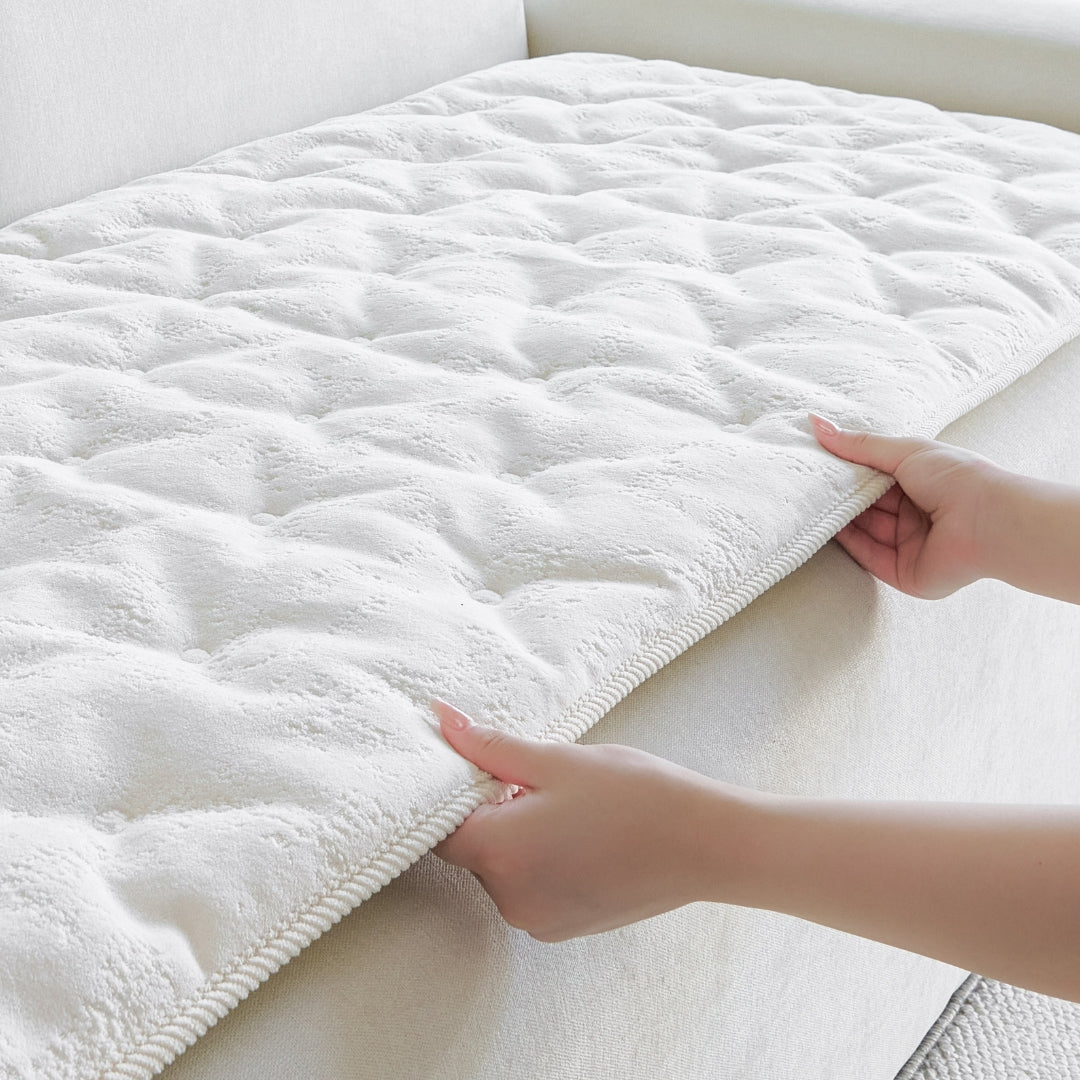 The mat edge on a sofa seat